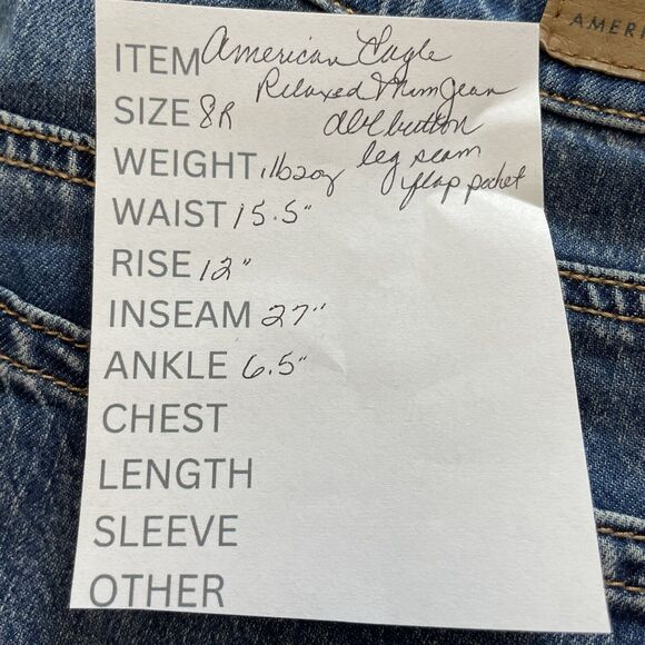 American Eagle Jeans Size 8 Blue Medium Wash Denim RELAXED MOM Soft Lightweight - Picture 12 of 12